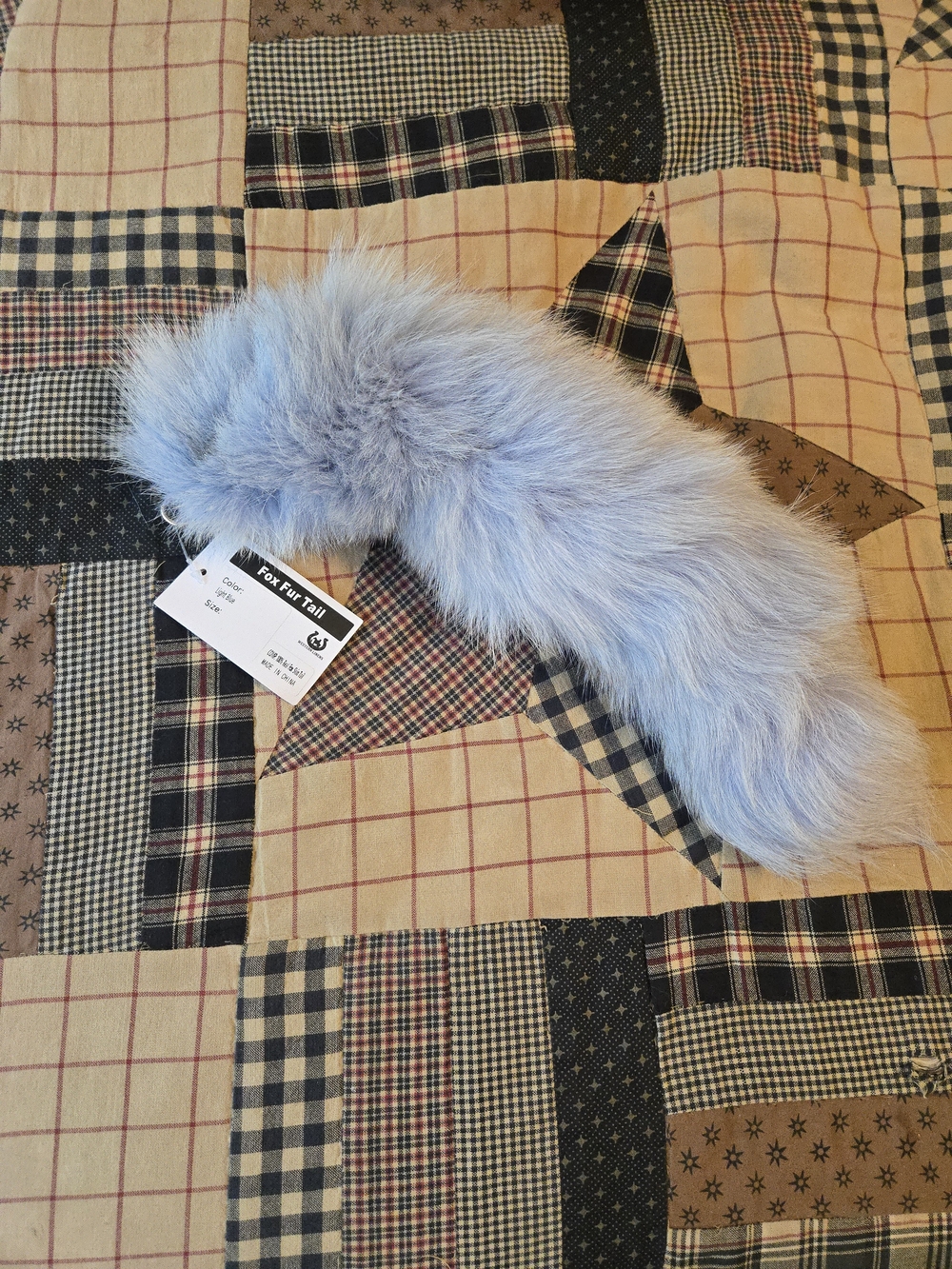 Fox Fur Tail Accessory in Light Blue - Faux Fur Accent
